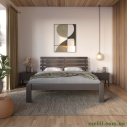 Двоспальне дерев'яне ліжко Mebigrand Техас Графітовий (RAL9011) 140х200