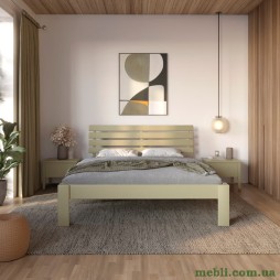 Двоспальне дерев'яне ліжко Mebigrand Техас Оливковий (RAL1020) 140х190