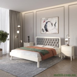 Двоспальне дерев'яне ліжко Mebigrand Токіо Айворі (S0505Y30R)/Аляска 93 (Сірий) 160х190