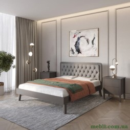 Двоспальне дерев'яне ліжко Mebigrand Токіо Графітовий (RAL9011)/Аляска 93 (Сірий) 160х190