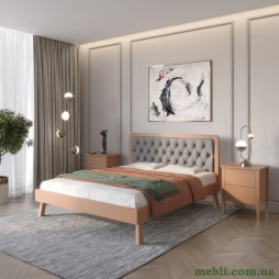 Двоспальне дерев'яне ліжко Mebigrand Токіо Коричневий (RAL8025)/Аляска 93 (Сірий) 160х190