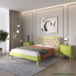 Двоспальне дерев'яне ліжко Mebigrand Токіо Лайм (S3050G70Y)/Аляска 23 (Бежевий) 160х200