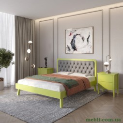 Двоспальне дерев'яне ліжко Mebigrand Токіо Лайм (S3050G70Y)/Аляска 93 (Сірий) 140х190