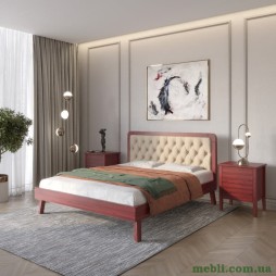 Двоспальне дерев'яне ліжко Mebigrand Токіо Махонь/Аляска 23 (Бежевий) 140х200