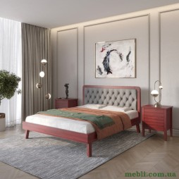 Двоспальне дерев'яне ліжко Mebigrand Токіо Махонь/Аляска 93 (Сірий) 160х200