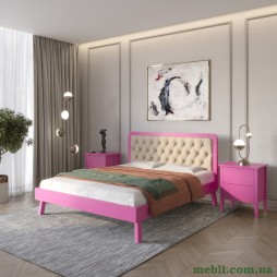 Двоспальне дерев'яне ліжко Mebigrand Токіо Рожевий (S2060R30B)/Аляска 23 (Бежевий) 160х200