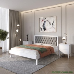 Двоспальне дерев'яне ліжко Mebigrand Токіо Сіро-блакитний (S2010R80B)/Аляска 93 (Сірий) 160х190