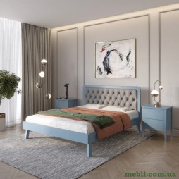Двоспальне дерев'яне ліжко Mebigrand Токіо Сіро-синій (S7010R90B)/Аляска 93 (Сірий) 140х200