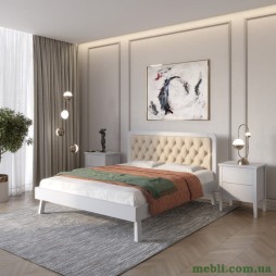 Двоспальне дерев'яне ліжко Mebigrand Токіо Світло-сірий (RAL7040)/Аляска 23 (Бежевий) 160х200