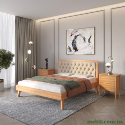 Двоспальне дерев'яне ліжко Mebigrand Токіо Вільха/Аляска 23 (Бежевий) 180х190