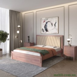 Двоспальне дерев'яне ліжко Mebigrand Торонто Т2 Горіх лісовий/Аляска 23 (бежевий) 180х190