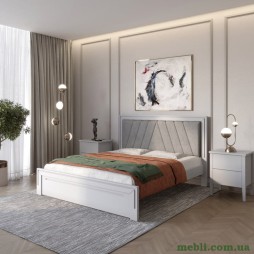 Двоспальне дерев'яне ліжко Mebigrand Торонто Т2 Світло-сірий (RAL7040)/Аляска 93 (сірий) 160х190