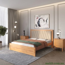 Двоспальне дерев'яне ліжко Mebigrand Торонто Т2 Вільха/Аляска 23 (бежевий) 160х200