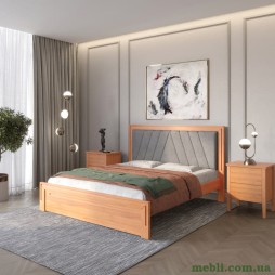 Двоспальне дерев'яне ліжко Mebigrand Торонто Т2 Яблуня/Аляска 93 (сірий) 180х200