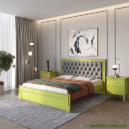 Двоспальне дерев'яне ліжко Mebigrand Торонто Т3 Лайм (S3050G70Y)/Аляска 93 (сірий) 140х190