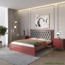 Двоспальне дерев'яне ліжко Mebigrand Торонто Т3 Махонь/Аляска 93 (сірий) 140х190