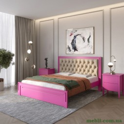Двоспальне дерев'яне ліжко Mebigrand Торонто Т3 Рожевий (S2060R30B)/Аляска 23 (Бежевий (S2005Y50R)) 140х190