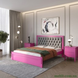 Двоспальне дерев'яне ліжко Mebigrand Торонто Т3 Рожевий (S2060R30B)/Аляска 93 (сірий) 180х200