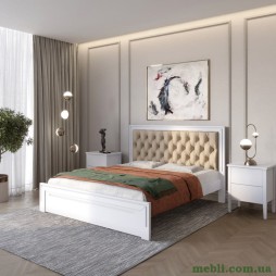 Двоспальне дерев'яне ліжко Mebigrand Торонто Т3 Сіро-блакитний (S2010R80B)/Аляска 23 (бежевий) 180х190