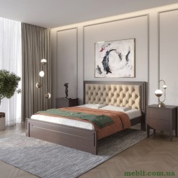 Двоспальне дерев'яне ліжко Mebigrand Торонто Т3 Венге/Аляска 23 (бежевий) 140х200