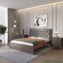 Двоспальне дерев'яне ліжко Mebigrand Торонто Т3 Венге/Аляска 93 (сірий) 180х200