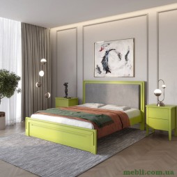 Двоспальне дерев'яне ліжко Mebigrand Торонто Т4 Лайм (S3050G70Y)/Аляска 93 (сірий) 160х190