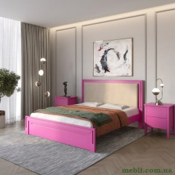 Двоспальне дерев'яне ліжко Mebigrand Торонто Т4 Рожевий (S2060R30B)/Аляска 23 (бежевий) 160х190