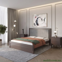Двоспальне дерев'яне ліжко Mebigrand Торонто Т4 Венге/Аляска 93 (сірий) 180х200