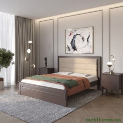 Двоспальне дерев'яне ліжко Mebigrand Торонто Т5 Венге/Аляска 23 (бежевий) 180х200