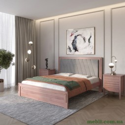 Двоспальне дерев'яне ліжко Mebigrand Торонто Т6 Горіх лісовий/Аляска 93 (сірий) 140х190