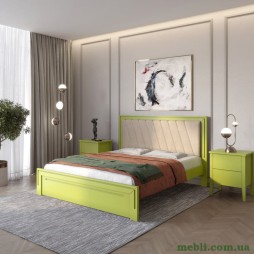 Двоспальне дерев'яне ліжко Mebigrand Торонто Т6 Лайм (S3050G70Y)/Аляска 23 (бежевий) 140х200