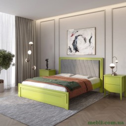 Двоспальне дерев'яне ліжко Mebigrand Торонто Т6 Лайм (S3050G70Y)/Аляска 93 (сірий) 140х200