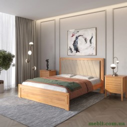 Двоспальне дерев'яне ліжко Mebigrand Торонто Т6 Вільха/Аляска 23 (бежевий) 160х190