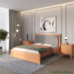 Двоспальне дерев'яне ліжко Mebigrand Торонто Т6 Яблуня/Аляска 93 (сірий) 160х200