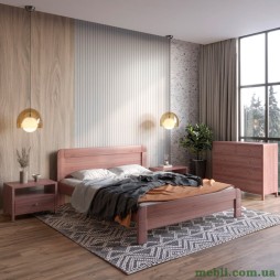 Двоспальне дерев'яне ліжко Mebigrand Тоскана Люкс (підйомний механізм) Горіх лісовий 140х190