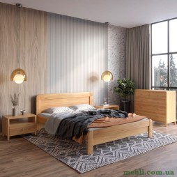 Двоспальне дерев'яне ліжко Mebigrand Тоскана Люкс (підйомний механізм) Горіх світлий 140х190