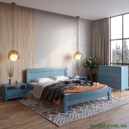 Двоспальне дерев'яне ліжко Mebigrand Тоскана Сіро-синій (S7010R90B) 160х190