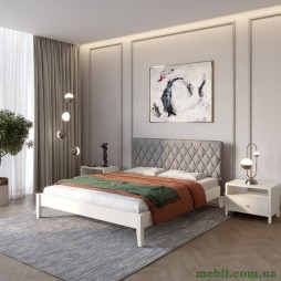 Двоспальне дерев'яне ліжко Mebigrand Венеція ДК Бежевий (S2005Y50R)/Аляска 93 (Сірий) 140х200