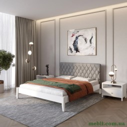 Двоспальне дерев'яне ліжко Mebigrand Венеція ДК Білий (RAL9003)/Аляска 93 (Сірий) 140х190