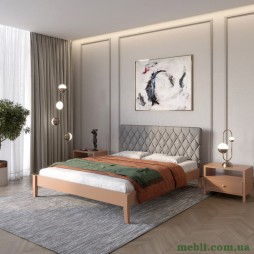 Двоспальне дерев'яне ліжко Mebigrand Венеція ДК Коричневий (RAL8025)/Аляска 93 (Сірий) 160х190