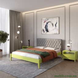 Двоспальне дерев'яне ліжко Mebigrand Венеція ДК Лайм (S3050G70Y)/Аляска 93 (Сірий) 180х200