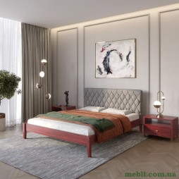 Двоспальне дерев'яне ліжко Mebigrand Венеція ДК Махонь/Аляска 93 (Сірий) 140х190