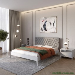Двоспальне дерев'яне ліжко Mebigrand Венеція ДК Світло-сірий (RAL7040)/Аляска 93 (Сірий) 160х190