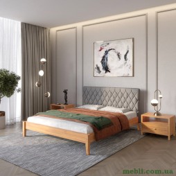 Двоспальне дерев'яне ліжко Mebigrand Венеція ДК Вільха/Аляска 93 (Сірий) 160х190