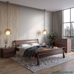 Двоспальне дерев'яне ліжко Mebigrand Верона Горіх темний 180х200