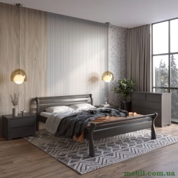 Двоспальне дерев'яне ліжко Mebigrand Верона Графітовий (RAL9011) 160х200