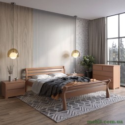 Двоспальне дерев'яне ліжко Mebigrand Верона Коричневий (RAL8025) 140х190