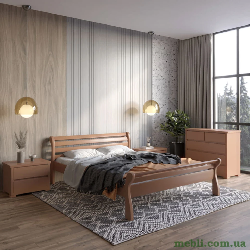 Двоспальне дерев'яне ліжко Mebigrand Верона Коричневий (RAL8025) 160х190