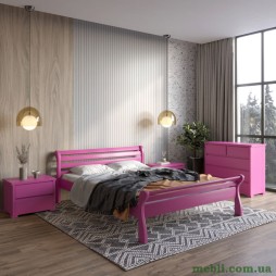 Двоспальне дерев'яне ліжко Mebigrand Верона Рожевий (S2060R30B) 140х190