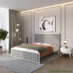 Двоспальне дерев'яне ліжко Mebigrand Відень Білий (RAL9003)/Аляска 93 (Сірий) 160х200